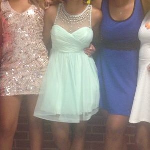 Light green homecoming dress.